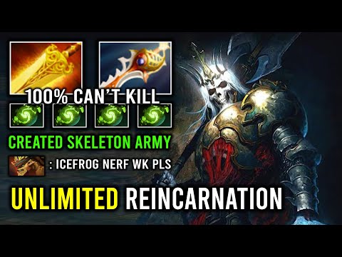 NEW OP MID WK 100% Can't Kill Unlimited Reincarnation Created Skeleton Army Dota 2
