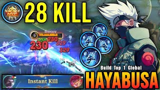 28 Kills!! Hayabusa Kakashi Skin Instant Kills Enemies!! - Build Top 1 Global Hayabusa ~ MLBB