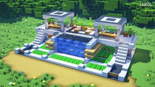 ⚒️ Minecraft : How To Build a Swimming pool and farm modern house_마인크래프트 건축 : 수영장과 농장 모던하우스