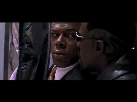 Blade: Trinity trailer capture of Blade facing down enemies, stylized with sparks