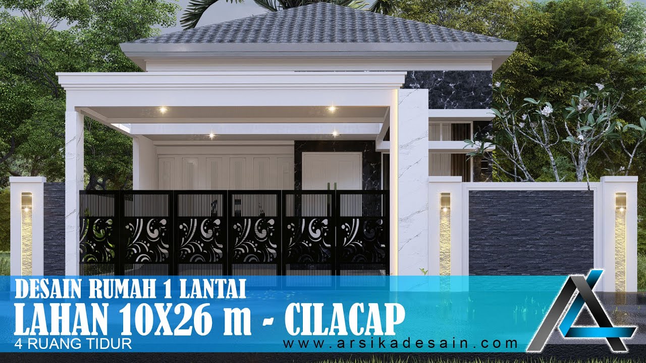 DESAIN RUMAH 10 X 26 METER I CILACAP - RUMAH TROPIS MODERN  #arsitekjakarta #kontraktorjakarta