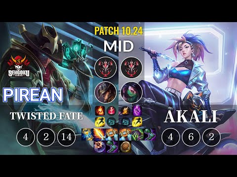 SG Pirean Twisted Fate vs Akali Mid - KR Patch 10.24