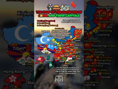 The map of the divisions of China and their capitals