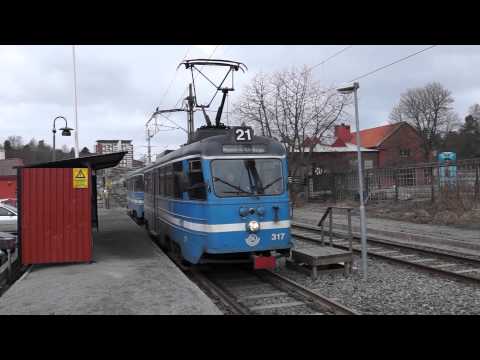 Lidingö tram departing from AGA station in Stockholm on April 8, 2013