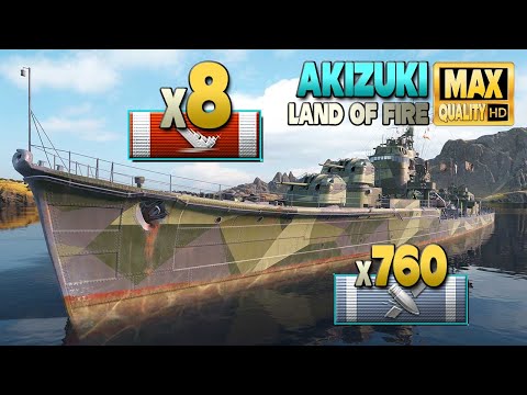 Destroyer Akizuki: 100% action, 8 ships destroyed - World of Warships