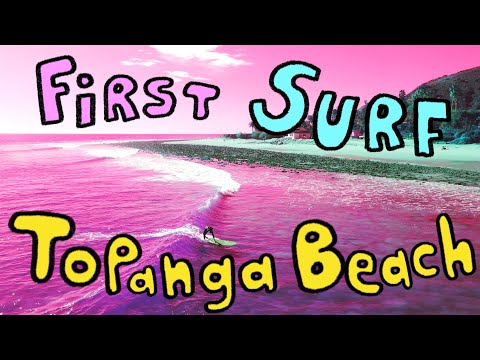Drone footage at masayang pag-surf sa Topanga State Beach