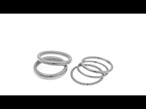 Stately Steel Stainless Steel Set of 5 Bangle Bracelets