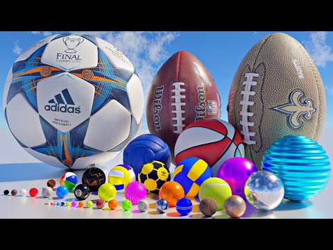Sport balls size for different sports 3D Size Comparison
