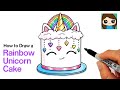 How to Draw a Rainbow Unicorn Cake 🌈🦄🎂