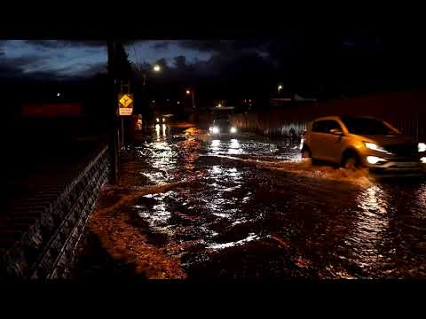 After a heavy night of rainfall, leaves pool of water on Park Road, Longford Town