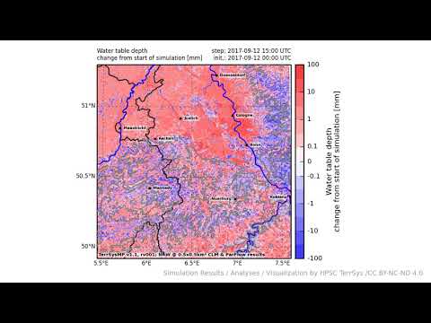TerrSysMP monitoring run 2017-09-12 - water table depth change - NRW (24h)