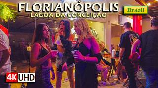 🇧🇷 What Is Nightlife Like in Florianópolis? — Lagoa da Conceição Walk 【 4K UHD 】