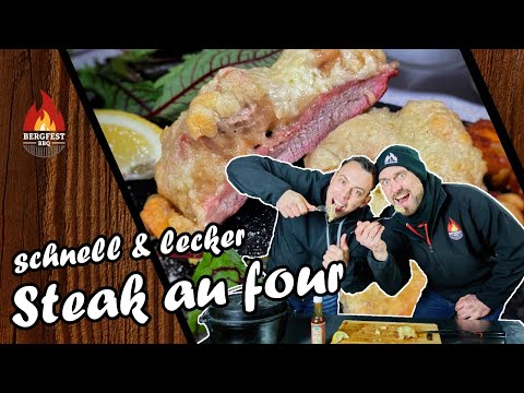 Steak au Four - Der DDR-Klassiker schnell und lecker vom Grill, überbacken mit Würzfleisch und Käse