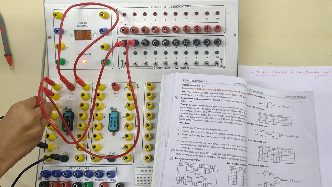 Electronics Lab experiment-1 : Realization of NOT, AND, OR & X-OR gates using NAND gates (IC-7400)