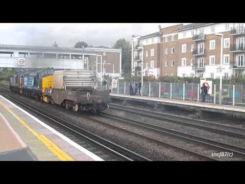 Double DRS Class 37's with flask passes at Kensington Olympia