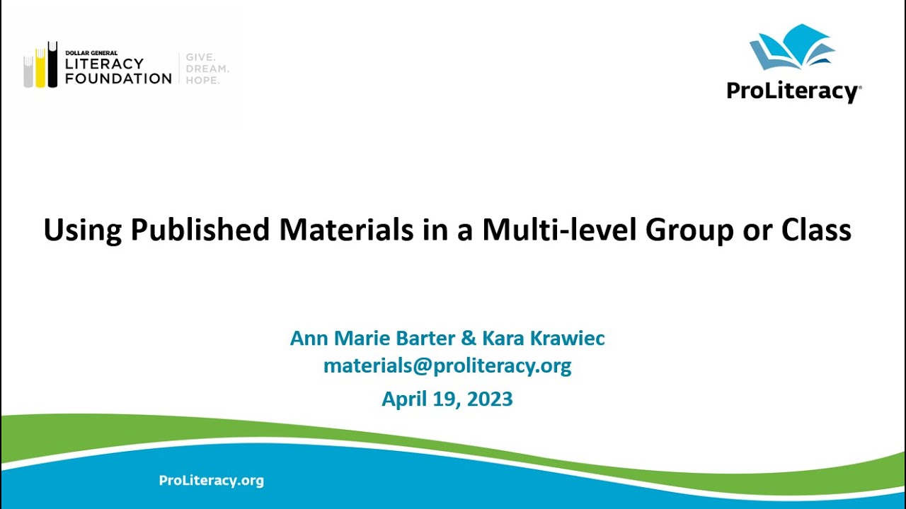 Using Published Materials in a Multi-level Group or Class