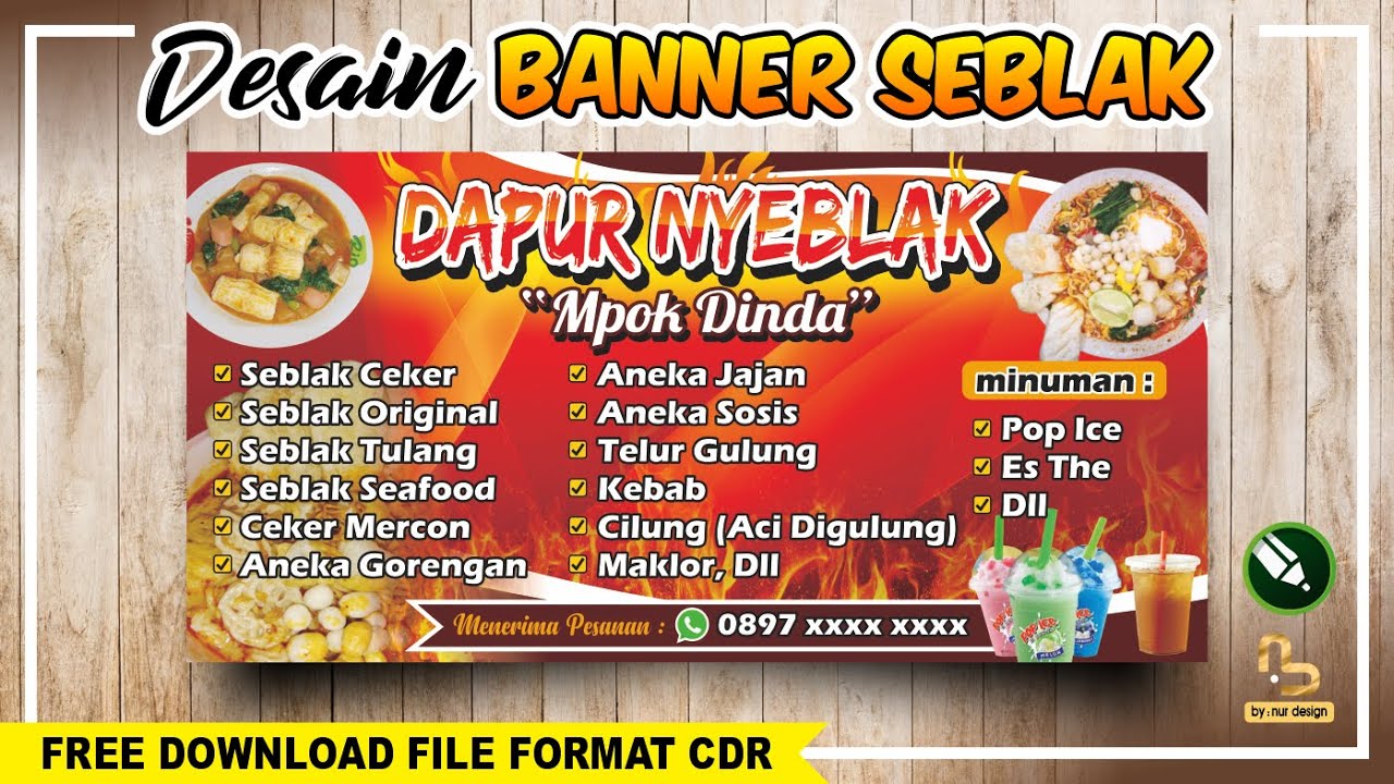 Cara Membuat Desain Banner Seblak | Free CDR