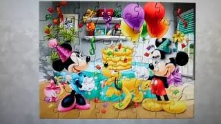 Disney Mickey Mouse and Minnie Mouse Birthday Jigsaw Puzzle Game Rompecabezas De Kids Toys