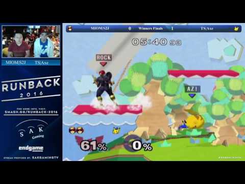 Runback 2016 Melee Singles Pro Winners Finals - MIOM|S2J (Captain Falcon) vs TS|Axe (Pikachu)