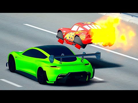 Lightning McQueen Spacecraft va Tesla Roadster GTR at 24 KM Drag Road