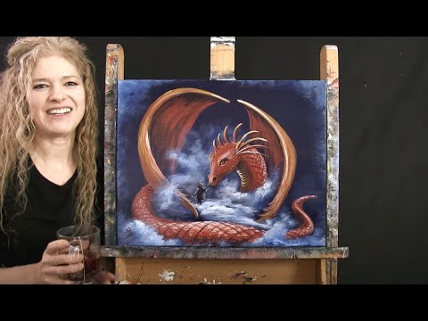 Learn How to Paint "DRAGON DREAM" with Acrylic - Paint & Sip at Home - Step by Step Painting Lesson