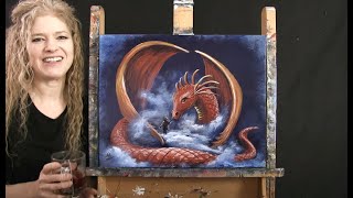 Learn How to Paint "DRAGON DREAM" with Acrylic - Paint & Sip at Home - Step by Step Painting Lesson