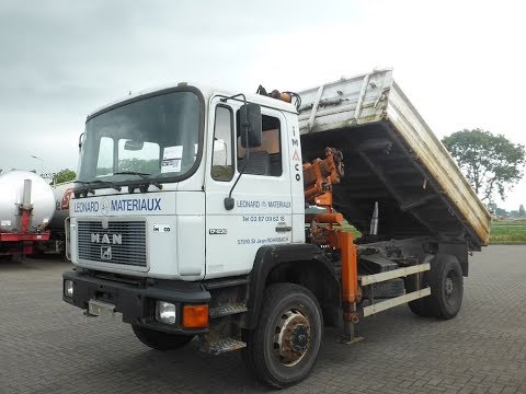 KLEYN TRUCKS * FOR SALE: M.A.N. 18.232, TIPPER WITH ATLAS 80.1 CRANE, 4X4, 1991, FULL SPRING.
