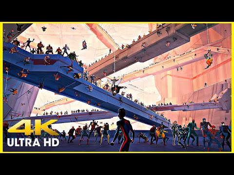 Spider-Man: Across The Spider-Verse (2023) - The Spider-Society Chases Miles Morales Scene [4K UHD]
