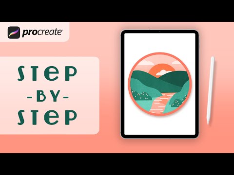 How to Draw a Simple Landscape - Procreate Tutorial - Sunset River