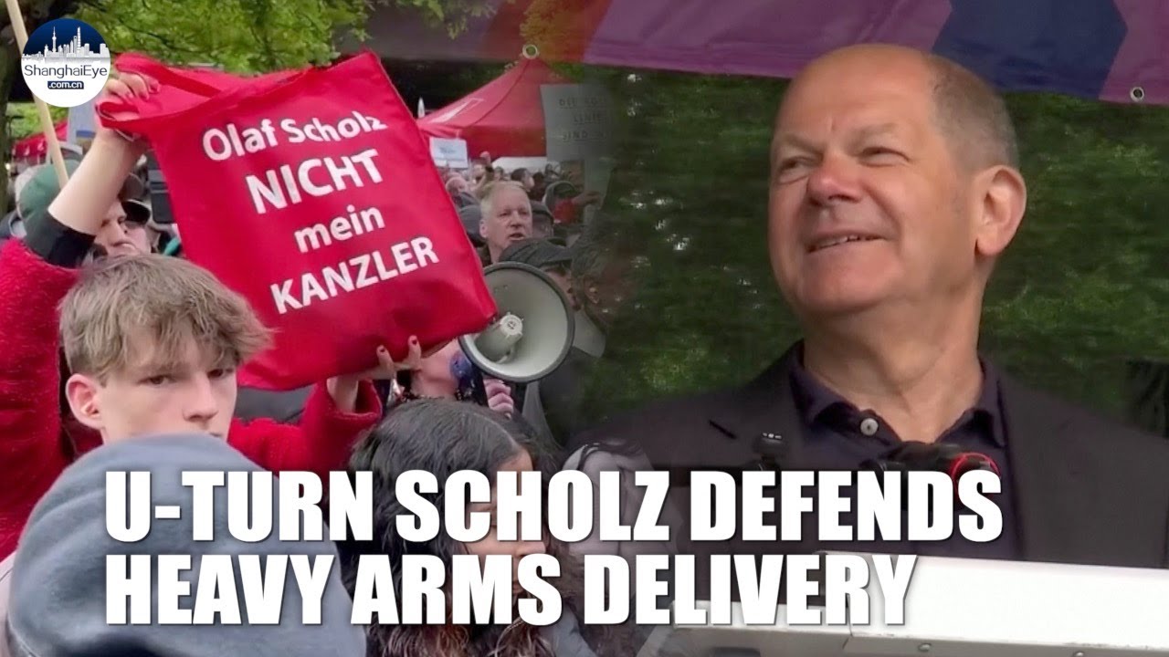 Scholz yells against angry German protesters who oppose sending heavy arms to Ukraine