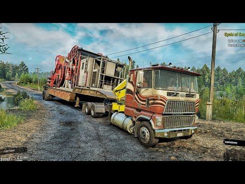 Transporting an oversized construction trailer - SnowRunner | PC Gameplay