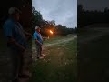 Test Firing a flaming arrow for a project we’re working on!  Finally found a combo that’ll stay lit!