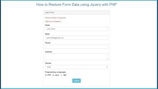 How to Restore Form Data using Jquery with PHP