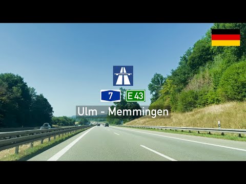 Driving in Germany: Autobahn A7 E43 from Ulm to AK Memmingen