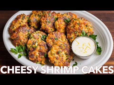 Cheesy Shrimp Cakes Recipe with  Lemon Aioli Sauce
