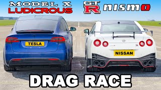 Nissan GT-R NISMO v Tesla Model X: DRAG RACE