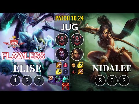 APK Flawless Elise vs Nidalee Jungle - KR Patch 10.24