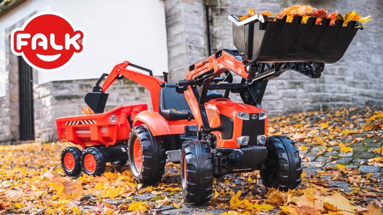 FALK – Šliapací traktor Claas Backhoe s nakladačom, rýpadlom a maxi vlečkou