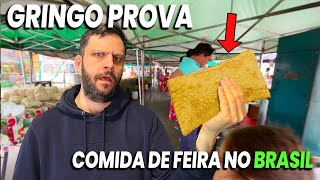 Gringo Visita Feira Brasileira e Prova Comida