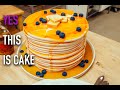 How To Make A Stack Of Giant Blueberry Pancakes Out Of CAKE With Maple Infused Buttercream