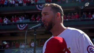 Adam Wainwright sings The Star-Spangled Banner at Busch