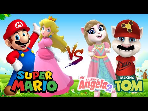 My Talking Angela 2 😍 Super Mario And Peach Princess 💕Mario and his lover New ❤️ VS Angela And Tom