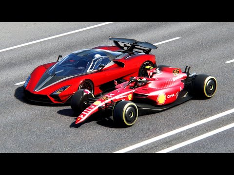 Ferrrari F1 2022 NO WINGS vs SSC Tuatara Aggressor 2022 - Drag Race 20 KM