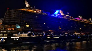 Cruise ship MV Mein shiff relax leaving Tallinn at night
