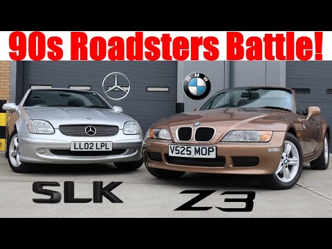 BMW Z3 vs Mercedes SLK - 90s Roadsters Battle! (1999 Z3 1.8 & 2002 SLK230 Kompressor Road Test)