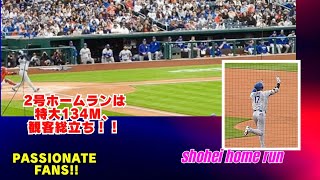 大谷選手の2号HR観客総立ち！別の角度から！後ろで叫んでいる人はナショナルズファン！[大谷だけはグローバルアイコンだから特別だ〜！]と絶叫してました#shoheiohtani #dodgers