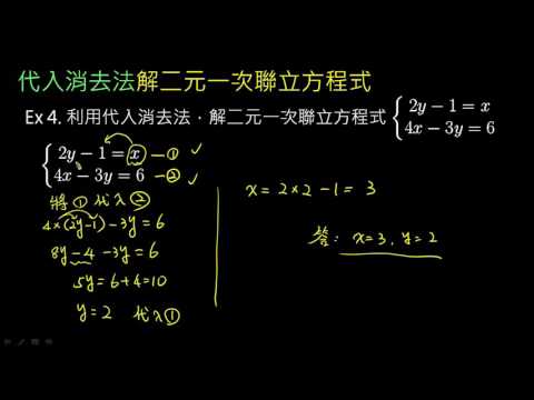 例題 代入消去法 Y Ax B 數學 均一教育平台