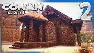 BUILDING OUR FIRST BASE & GETTING SETTLED IN! | Conan Exiles Multiplayer Gameplay S4E2