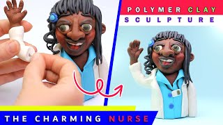 Clay Sclupture of a charming nurse , the full figure sculpturing process by clay artisan crafts