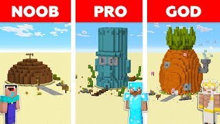 Download lagu Minecraft Battle: NOOB vs PRO vs GOD: SPONGEBOB HOUSE CHALLENGE in MINECRAFT / Animation mp3
